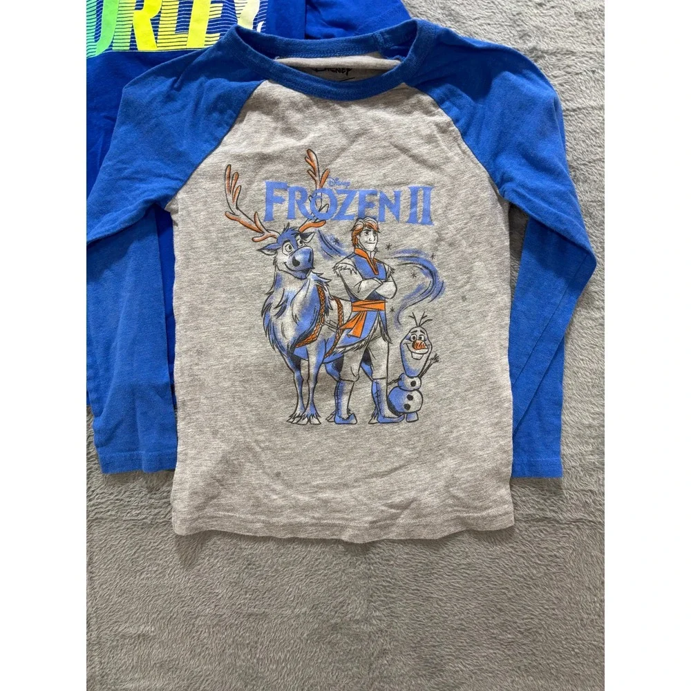 Carters Hurley Disney Boys 6 Blue Gray Graphic T-Shirt Lot 3pc Frozen Athleisure
